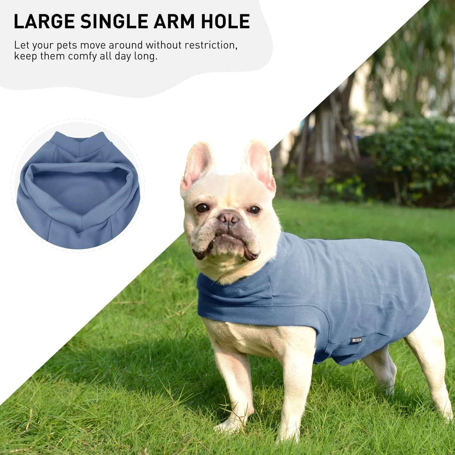 Dociote Soft Fleece Dog Sweatshirt - Warm Pet Sweaters for Small/Medium Dogs & Cats - Comfortable Winter Clothes (Grey-Blue, Medium)