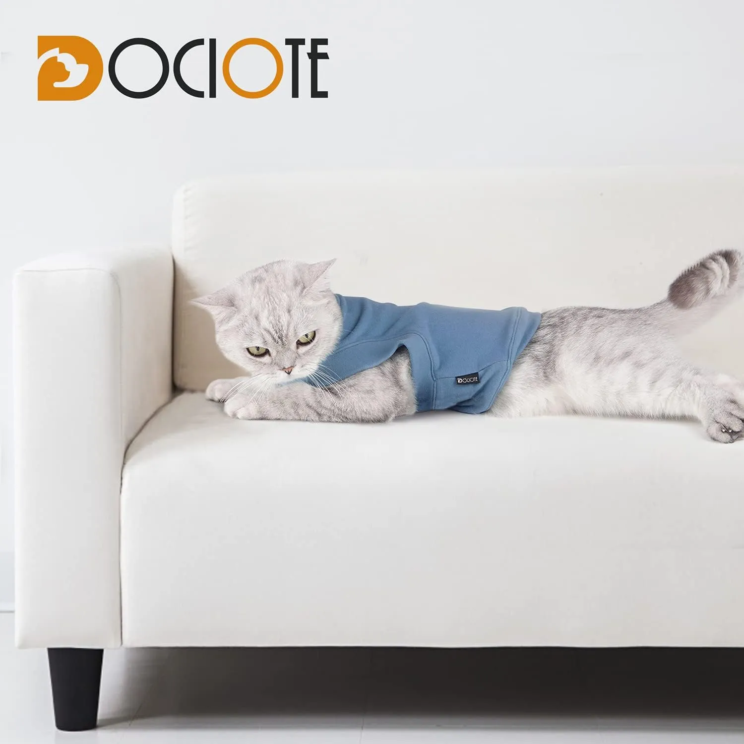 Dociote Soft Fleece Dog Sweatshirt - Warm Pet Sweaters for Small/Medium Dogs & Cats - Comfortable Winter Clothes (Grey-Blue, Medium)