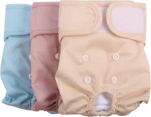Dog Diapers Female for Small Dogs,(3 Pack) Premium Washable Reusable Leakproof Puppy Nappies,M