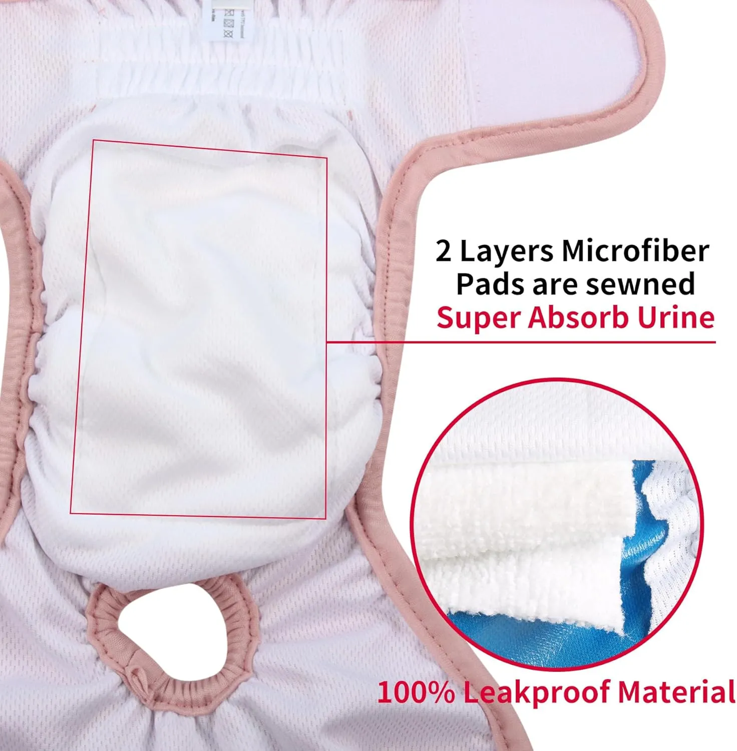 Dog Diapers Female for Small Dogs,(3 Pack) Premium Washable Reusable Leakproof Puppy Nappies,M