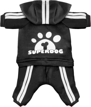 Dog Hoodie 4 Legs Jumpsuit for Small Dogs Puppy Clothes Dog Pullover Sweatshirt Cotton Doggie Winter Coat Cat ApparelXX-LargeBlack