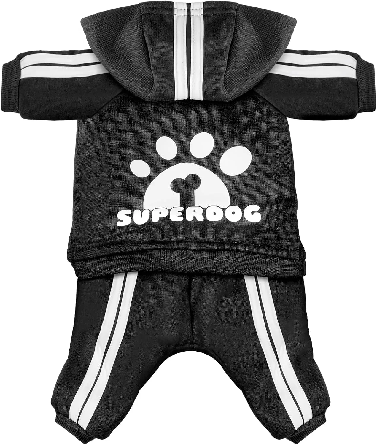 Dog Hoodie 4 Legs Jumpsuit for Small Dogs Puppy Clothes Dog Pullover Sweatshirt Cotton Doggie Winter Coat Cat ApparelXX-LargeBlack