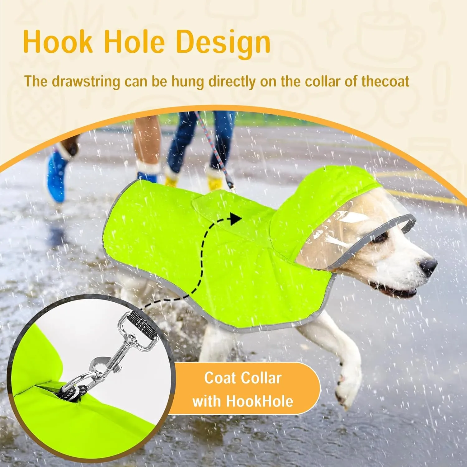 Dog Raincoat, Adjustable Dog Rain Jacket with Hood, Waterproof Poncho with Reflective Straps for Small Medium Dogs, Lightweight Puppy Clothes (Green, XL)