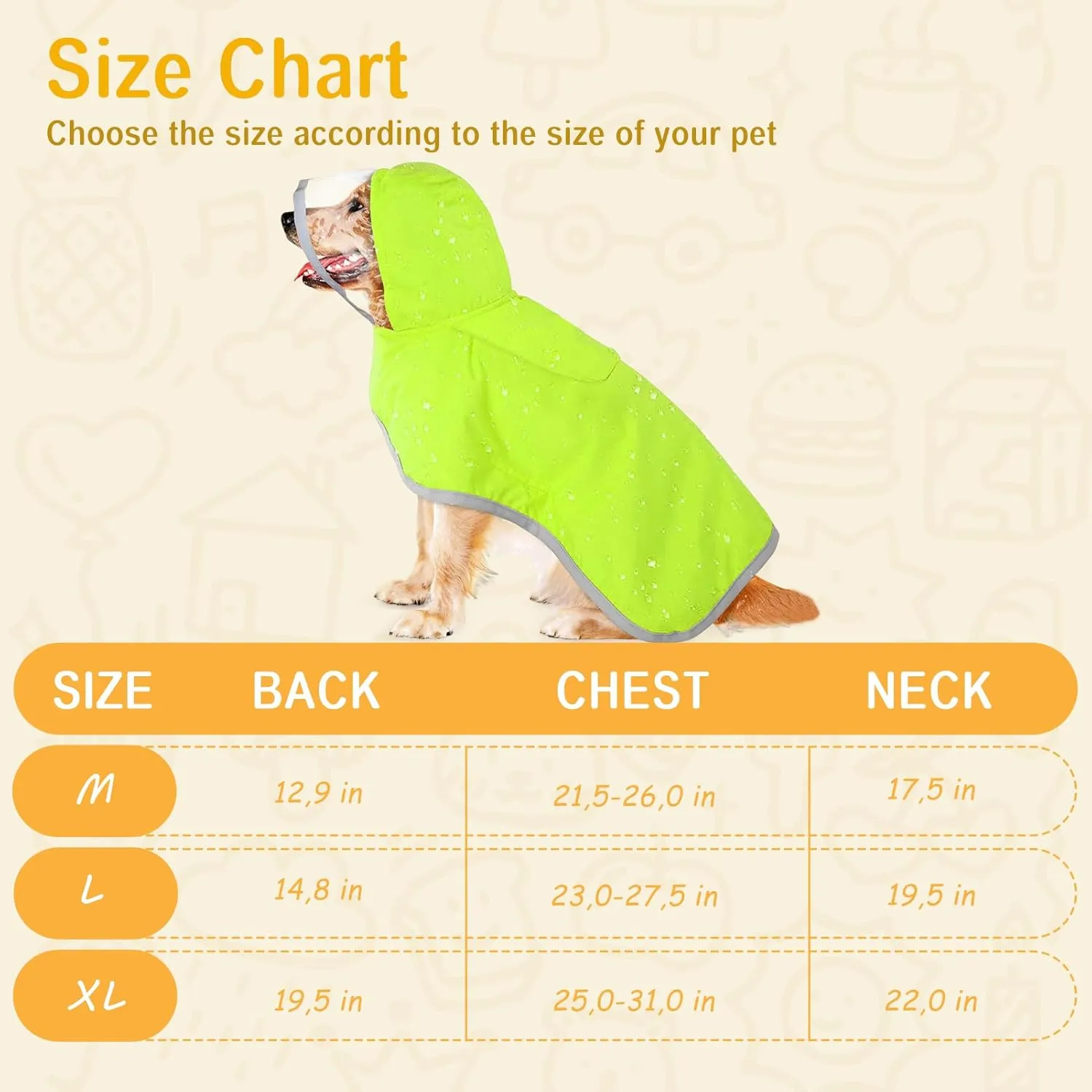 Dog Raincoat, Adjustable Dog Rain Jacket with Hood, Waterproof Poncho with Reflective Straps for Small Medium Dogs, Lightweight Puppy Clothes (Green, XL)