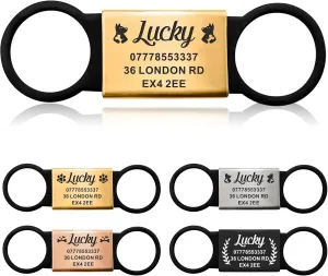 Dog Tags for Pets Engraved Personalized ID Tag Dog Tag Name ID for Dogs Kitty Cat Puppy Slide On Collar Dog Tags 4 Colours Different Fonts Name ID Tag (Black and Gold,L)