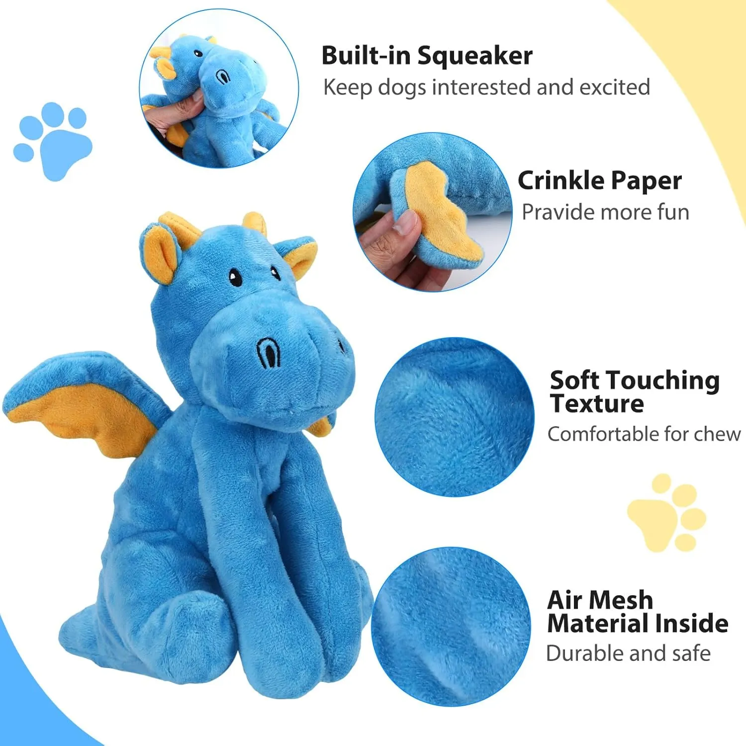 Dog Toys for Aggressive Chewers, Interactive Plush Dog Toy with Squeaker and Crinkle Paper, Suitable for Reducing Boredom and Anxiety, Cute Pet Toy for Small, Medium and Large Dogs