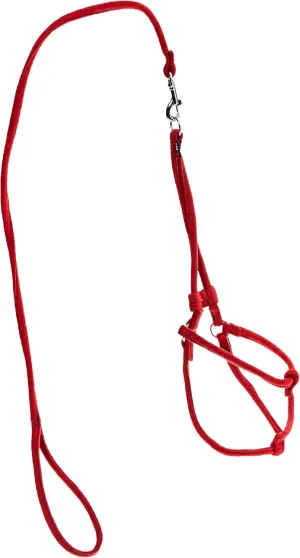 Dogline Soft Padded Microfiber Round Step-In Pet Dog Harness with 18 to 26-Inch Chest and 36-Inch Leash, Red