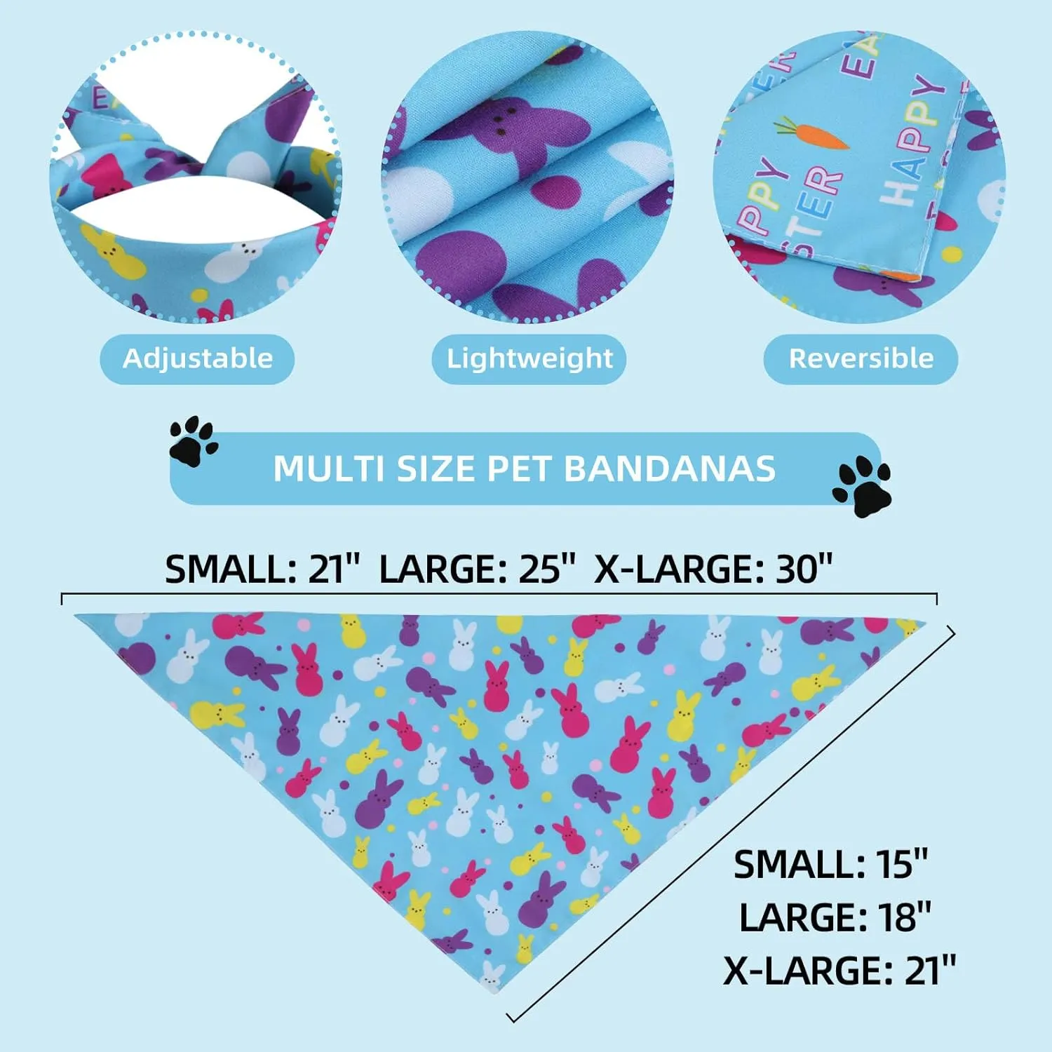 Easter Dog Bandana -1 Pack, Premium Durable Triangle Reversible Dog Scarf, Adjustable Puppy Bandana Breed Bib Handkerchief for Girl or Boy Large&Medium Dogs Cats Pets