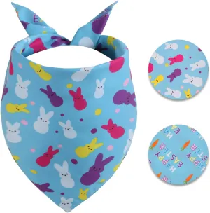 Easter Dog Bandana -1 Pack, Premium Durable Triangle Reversible Dog Scarf, Adjustable Puppy Bandana Breed Bib Handkerchief for Girl or Boy Large&Medium Dogs Cats Pets