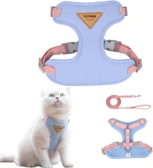 Escape-Proof Cat Harness and Leash Set - Adjustable and Comfortable - Ideal for Walking Cat Outdoors - Fits Kittens, Medium, and Large Cats (Blue, S)