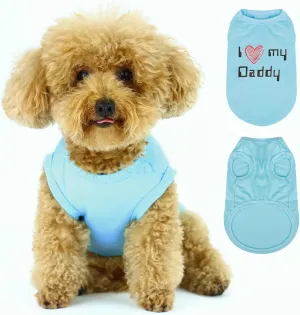 Expressive Pet Vest: Sleeveless Dog Shirt with 'I Love My Daddy' Slogan, Ideal for Chihuahuas, Poodles, Yorkies, and More - Adorable Design, Ultimate Comfort, Easy Maintenance! Light Blue Large