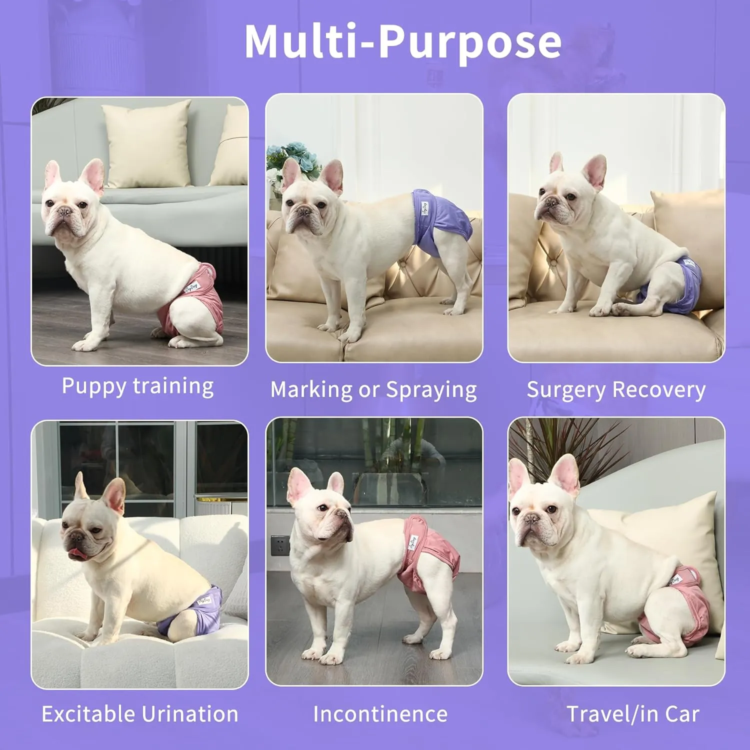 Female Dog Diapers for Large Dogs,4 Pack Reusable Washable Premium Doggie Diapers for Heat,Incontinence,Period Doggy Nappies,XL