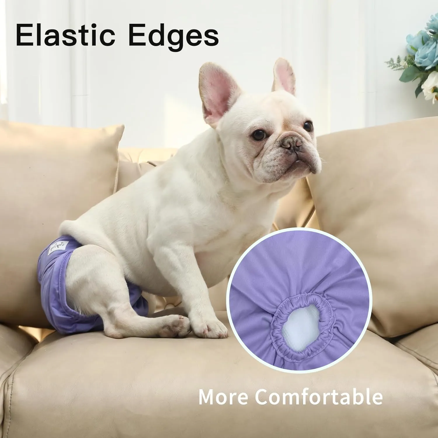 Female Dog Diapers for Large Dogs,4 Pack Reusable Washable Premium Doggie Diapers for Heat,Incontinence,Period Doggy Nappies,XL