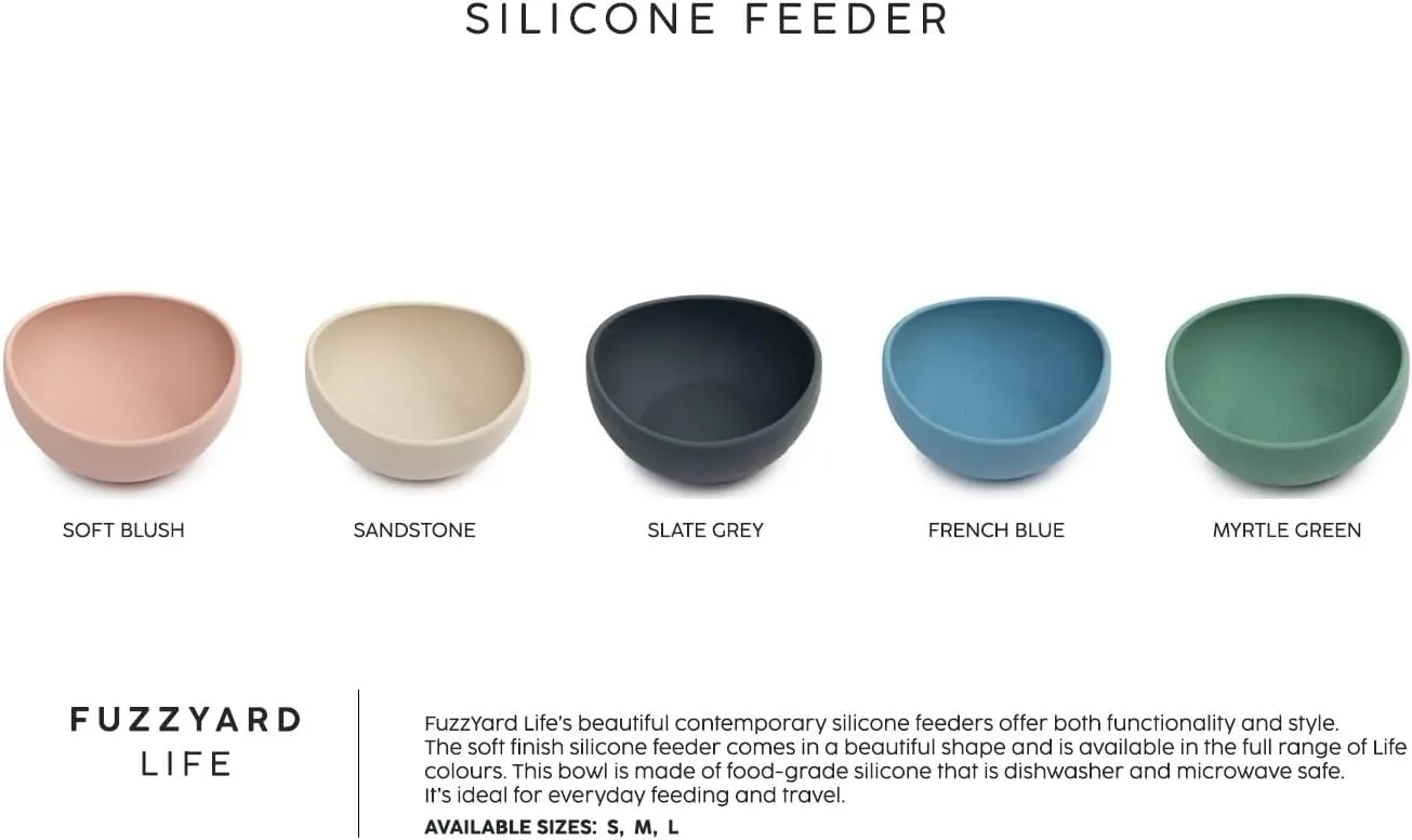 Fuzzyard Pet Silicone Dog Bowl, Non-Slip Bottom, Easy to Clean, Dishwasher Safe, Colorful Design (Slate Grey, Large)
