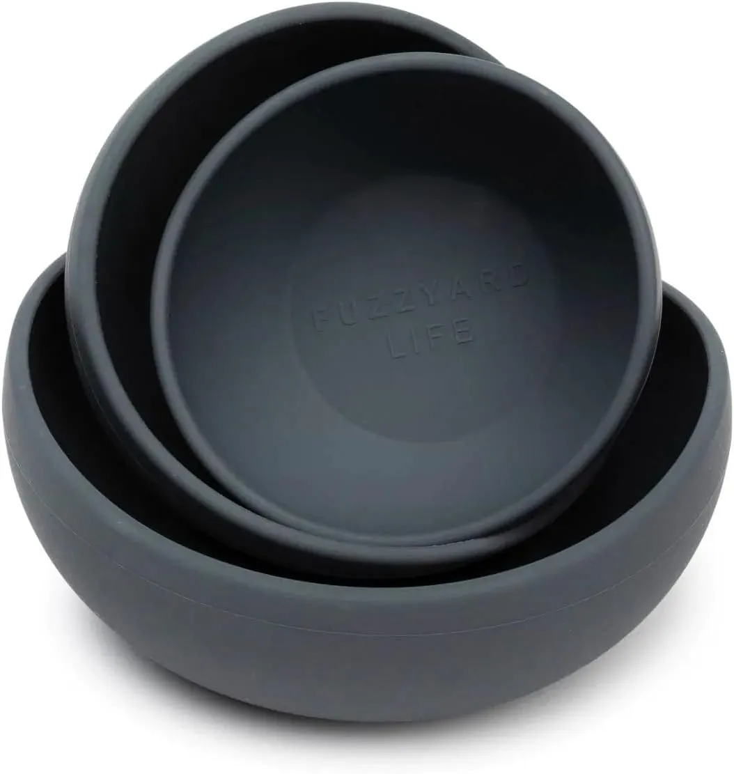 Fuzzyard Pet Silicone Dog Bowl, Non-Slip Bottom, Easy to Clean, Dishwasher Safe, Colorful Design (Slate Grey, Large)