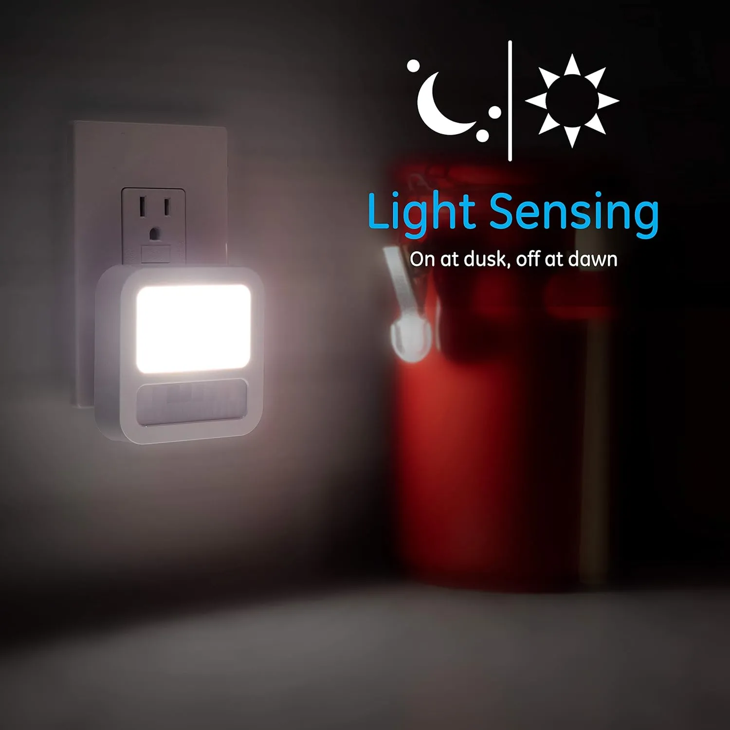 GE LED Motion Sensor Night Light, Plug-In, Dusk-to-Dawn Sensor, 20 Lumens, Soft White, Ideal for Bedroom, Bathroom, Kitchen, or Hallway  46439 (2 Pack)