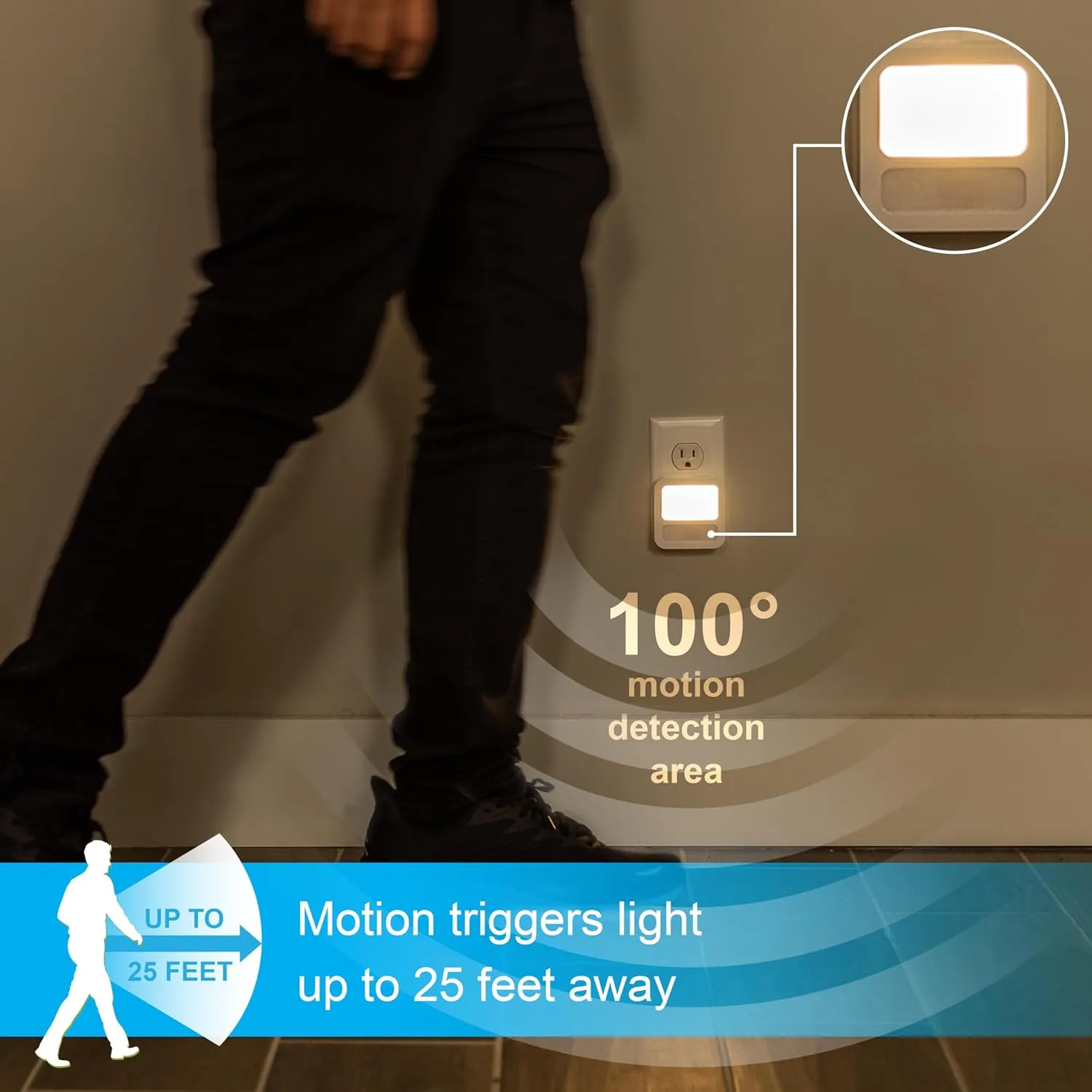 GE LED Motion Sensor Night Light, Plug-In, Dusk-to-Dawn Sensor, 20 Lumens, Soft White, Ideal for Bedroom, Bathroom, Kitchen, or Hallway  46439 (2 Pack)