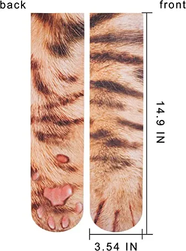 Gender-Neutral Cat Paw Gifts, Unisex Cat Paw Socks for Women and Men, Cat Gifts 3D Print Animal Socks