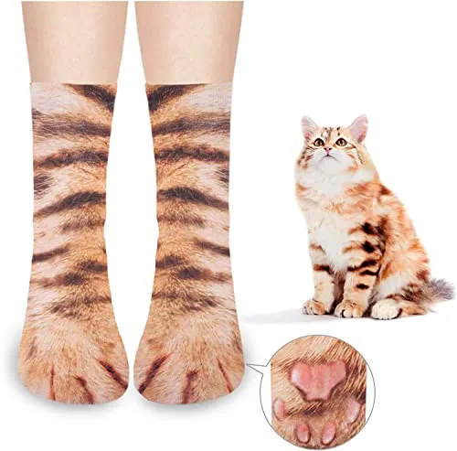Gender-Neutral Cat Paw Gifts, Unisex Cat Paw Socks for Women and Men, Cat Gifts 3D Print Animal Socks