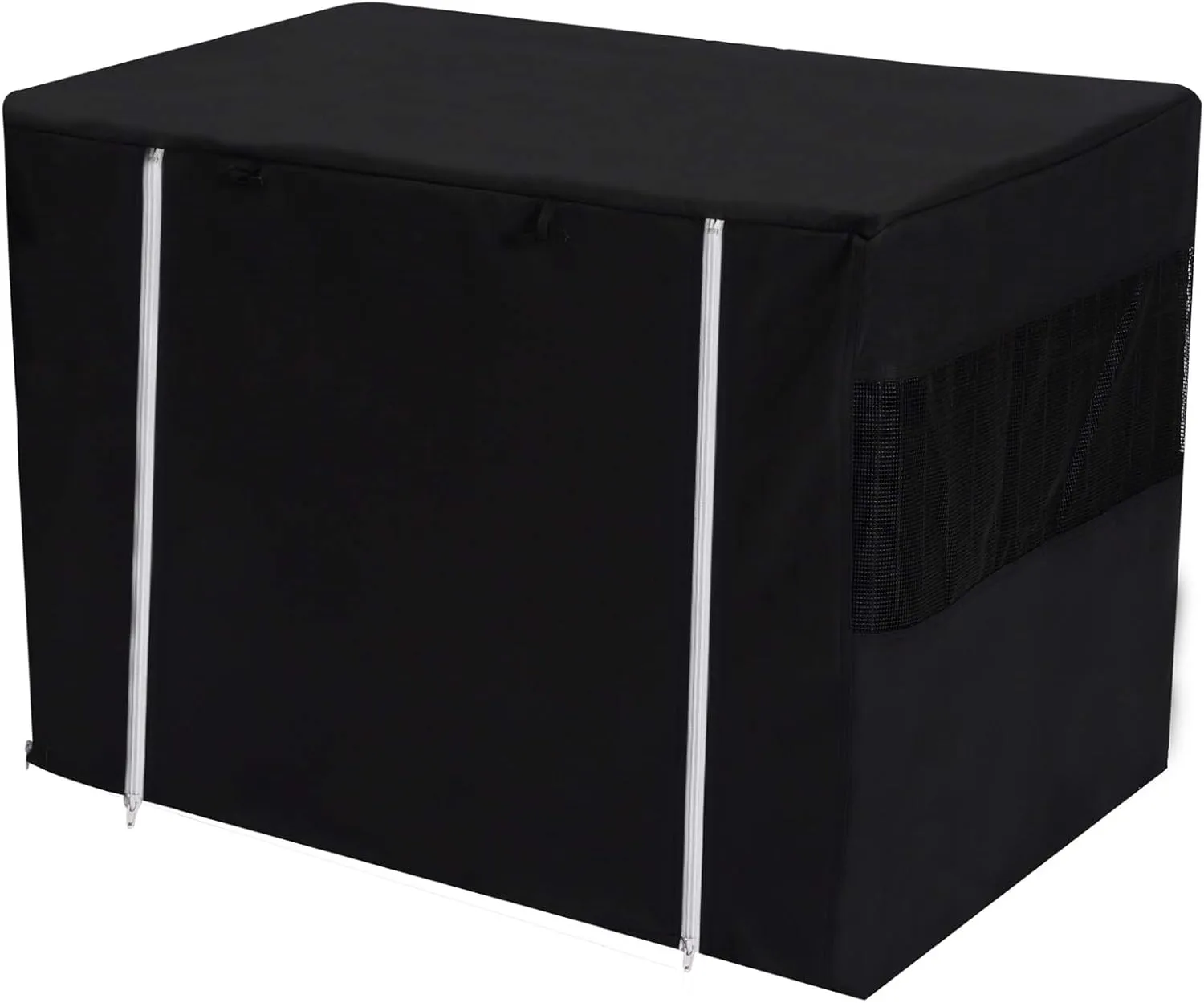 Geyecete Dog Crate Cover - Universal Fit for 24-48Inch Wire Cage, Lightweight Polyester Fabric, Breathable Double Door Cage Cover - Black - 42 Inch