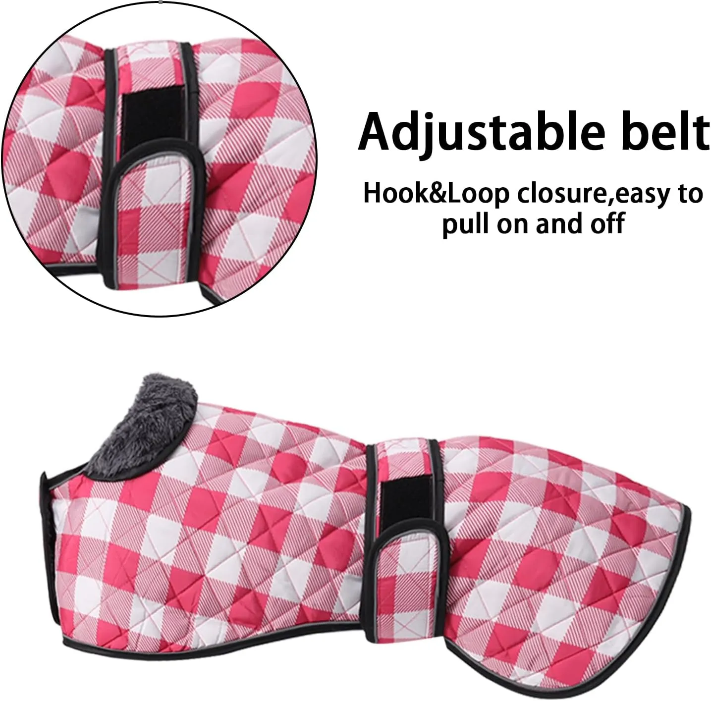 Geyecete Waterproof Greyhound Whippet Lurcher Dog Coat-with Warm Fleecy Lining Inside Outdoor Dog Apparel with Adjustable Bands for Medium, Large Dog-Pink-XXL