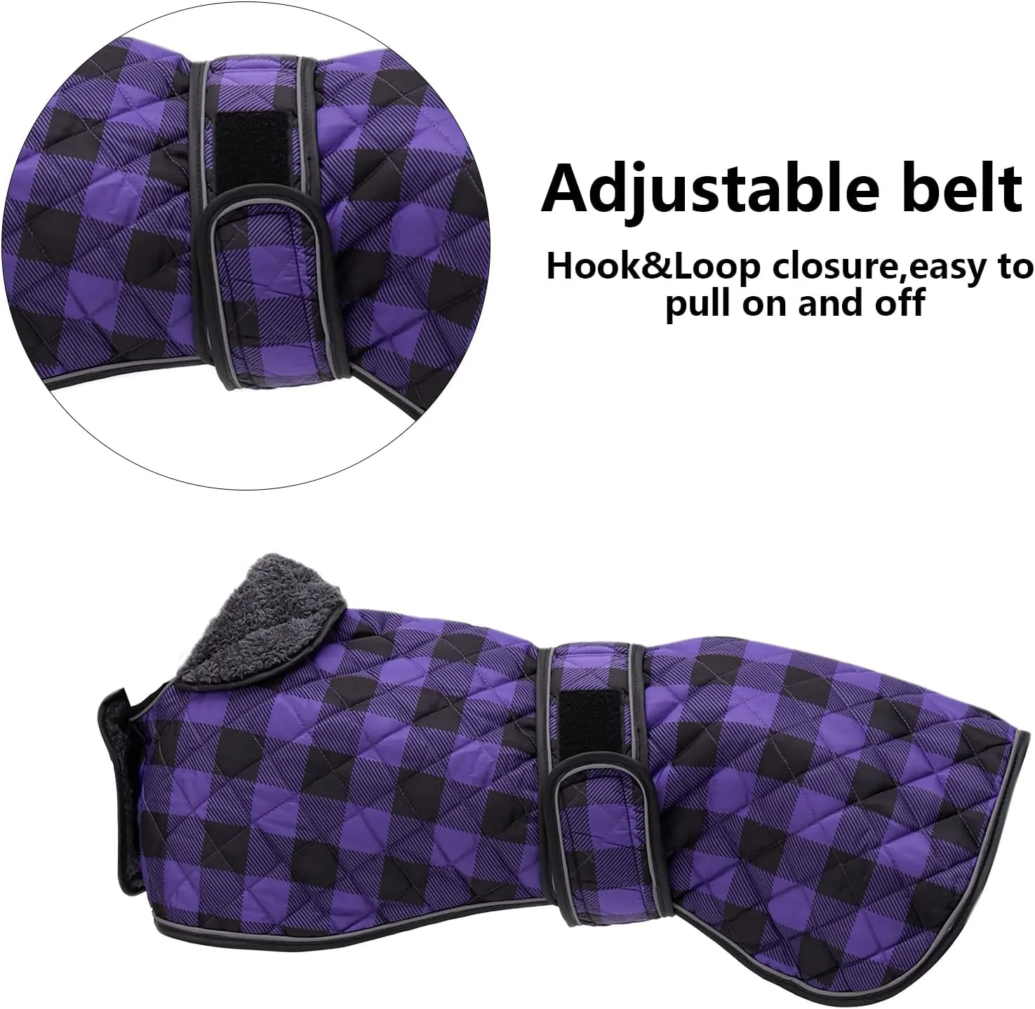 Geyecete Waterproof Greyhound Whippet Lurcher Dog Coat-with Warm Fleecy Lining Inside Outdoor Dog Apparel with Adjustable Bands for Medium, Large Dog-Purple-XS