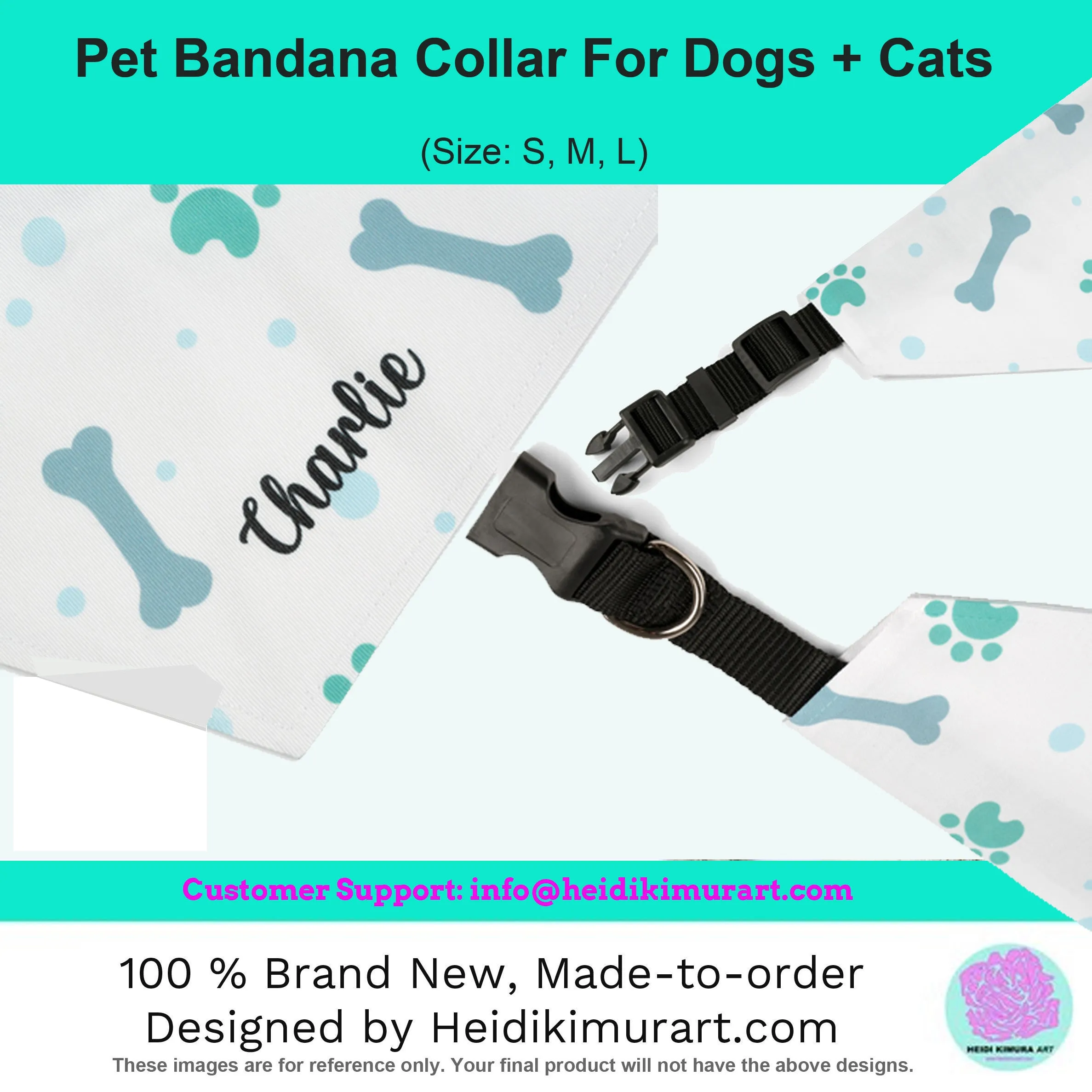 Grey Floral Pet Bandana Collar, Best Flower Print Pet Accessories For Dogs or Cats (Size: S, M, L)