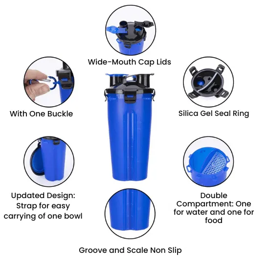 Hands-Free Dog Leash with Adjustable Waist Belt and 3-Pocket Pack – Includes Bonus 2-in-1 Water Bottle & Bowl