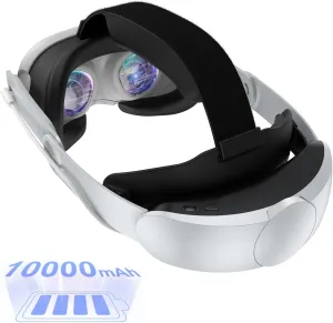 Head Strap Battery for Meta Oculus Quest 3, 10000mAh Adjustable Elite Strap with Battery Pack, Enhanced Comfort and Gaming Playtime, Fast Charging and Counter Balance for Quest 3 Accessories (White)