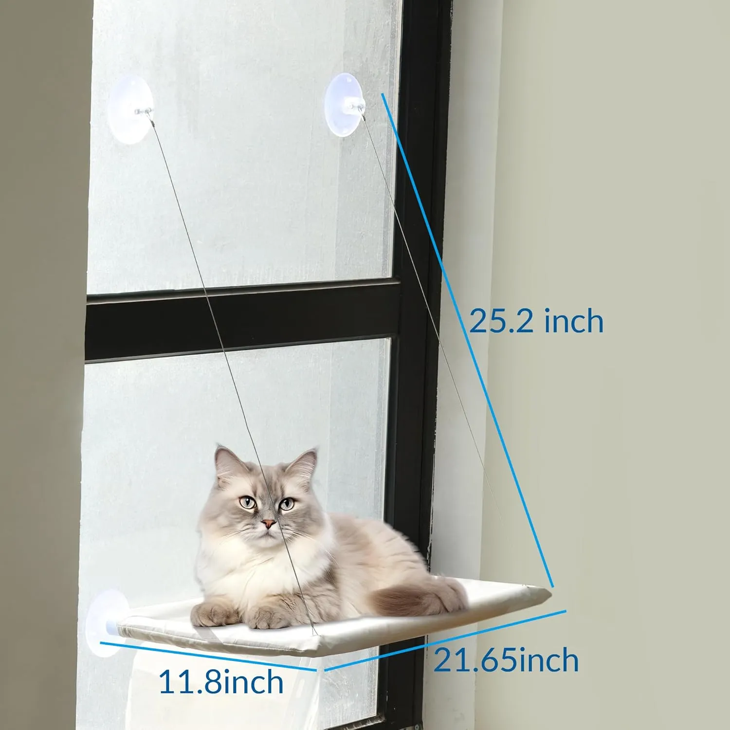 HomeLifeHub Cat Perch - Cozy Hammock for Windows, Heavy Duty Suction Cups (Grey, 21.65x11.8 inch)