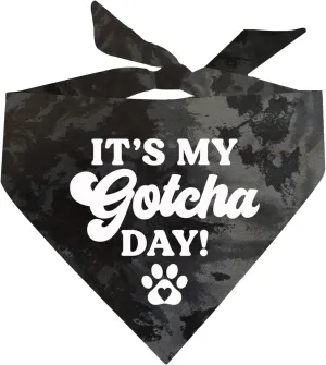 It's My Gotcha Day! Adoption Day Dog Bandana | 100% Cotton Adjustable Triangle | Made in USA | Adoption Event Prop Photoshoot | Rescue |One Size | Black Scrunch (12)