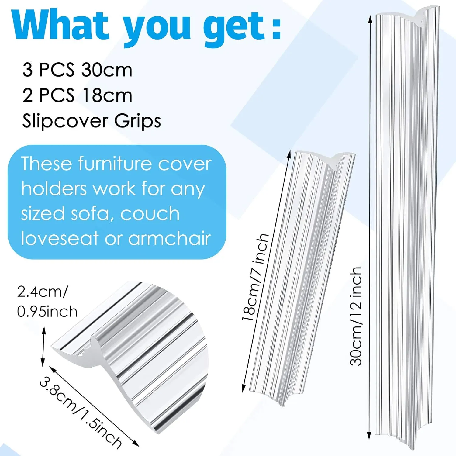 Jetec Sofa Slipcover Tucks Couch Cover Sectional Couch Covers Slipcover Tuck Grips for Sofa Armchairs Pet Owners(5 Pieces,12 Inch, 7 Inch)