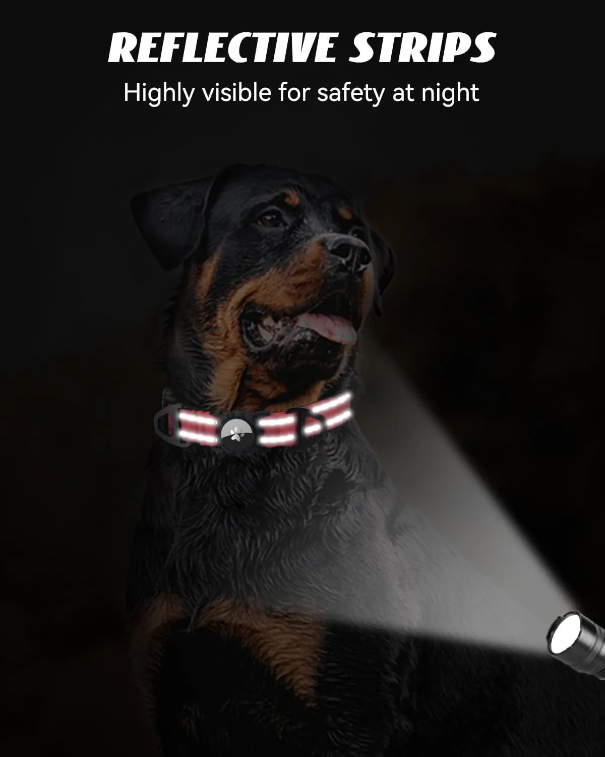 Joytale Airtag Dog Collar, Reflective Pet Collar with Waterproof AirTag Holder, Dual D-Rings, Soft Padded Adjustable for Large Dogs, Neon Pink, L