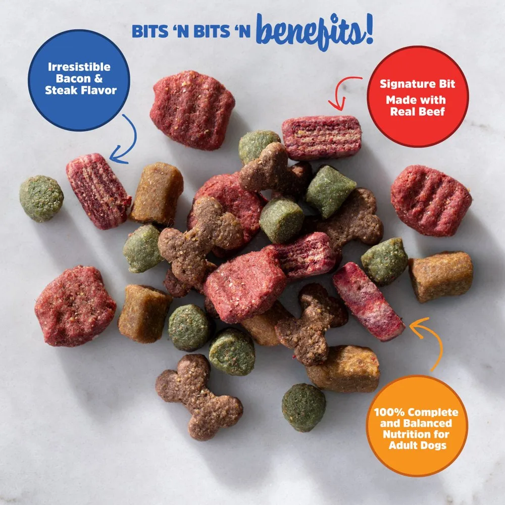 Kibbles ‘N Bits Mini Bits Bacon & Steak Flavor, Dry Small Breed Dog Food, 16-Pound Bag