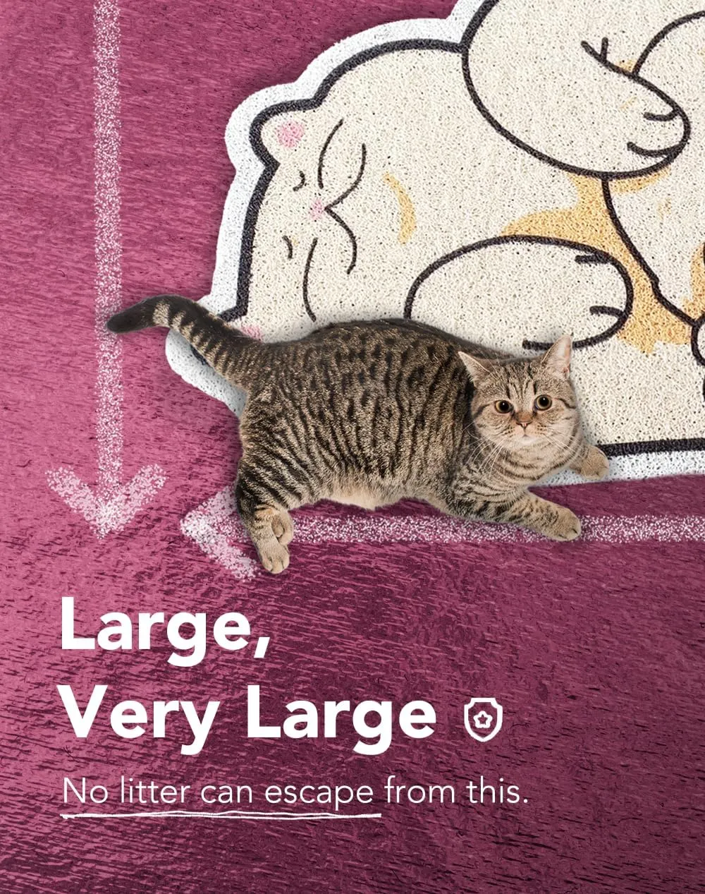 Lukamoo Cute Cat Litter Mat (30x20), Large/L, for Kitty Litter & Cute Cat Litter Box