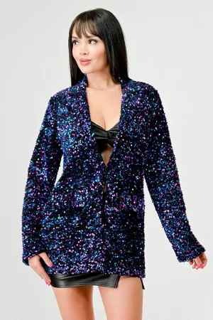 LUXE VELVET SEQUINS BLAZER JACKET