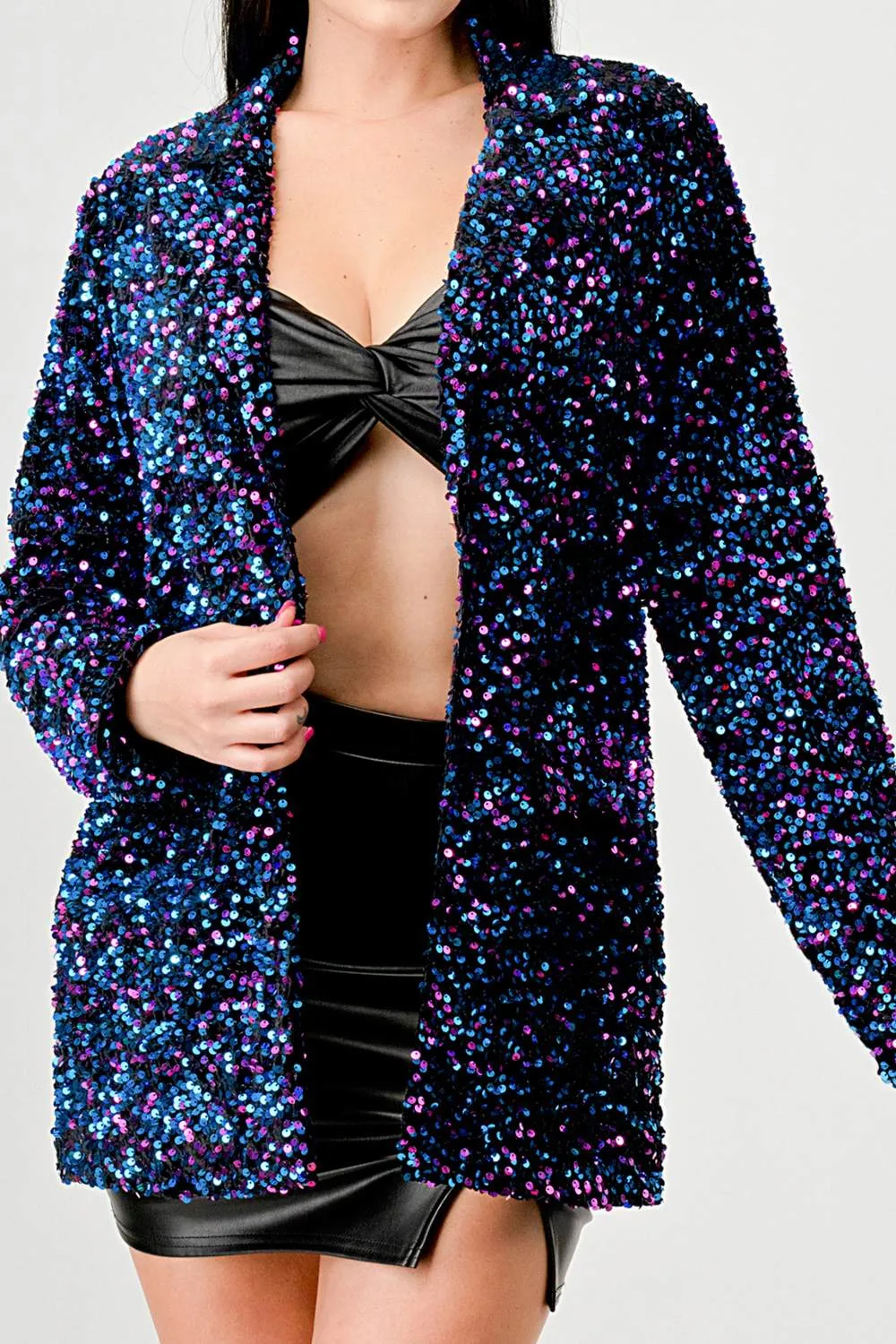 LUXE VELVET SEQUINS BLAZER JACKET