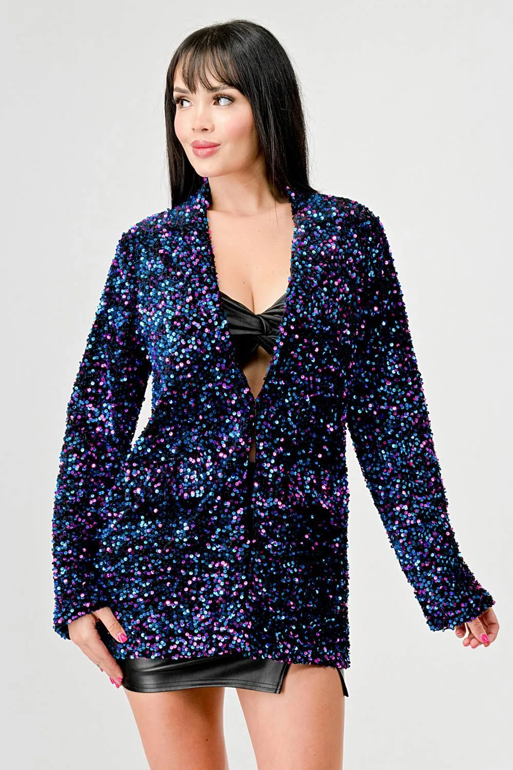 LUXE VELVET SEQUINS BLAZER JACKET
