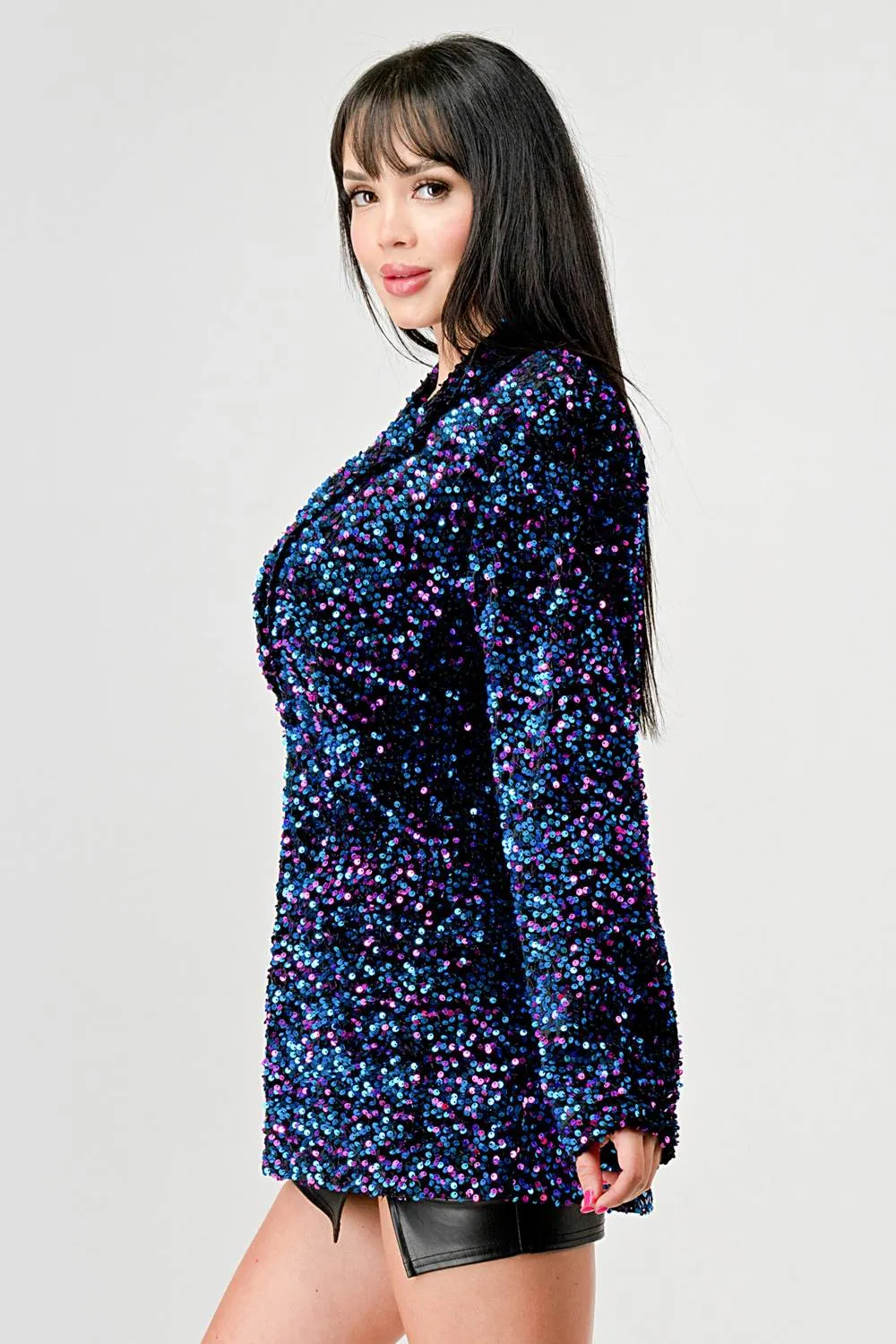 LUXE VELVET SEQUINS BLAZER JACKET