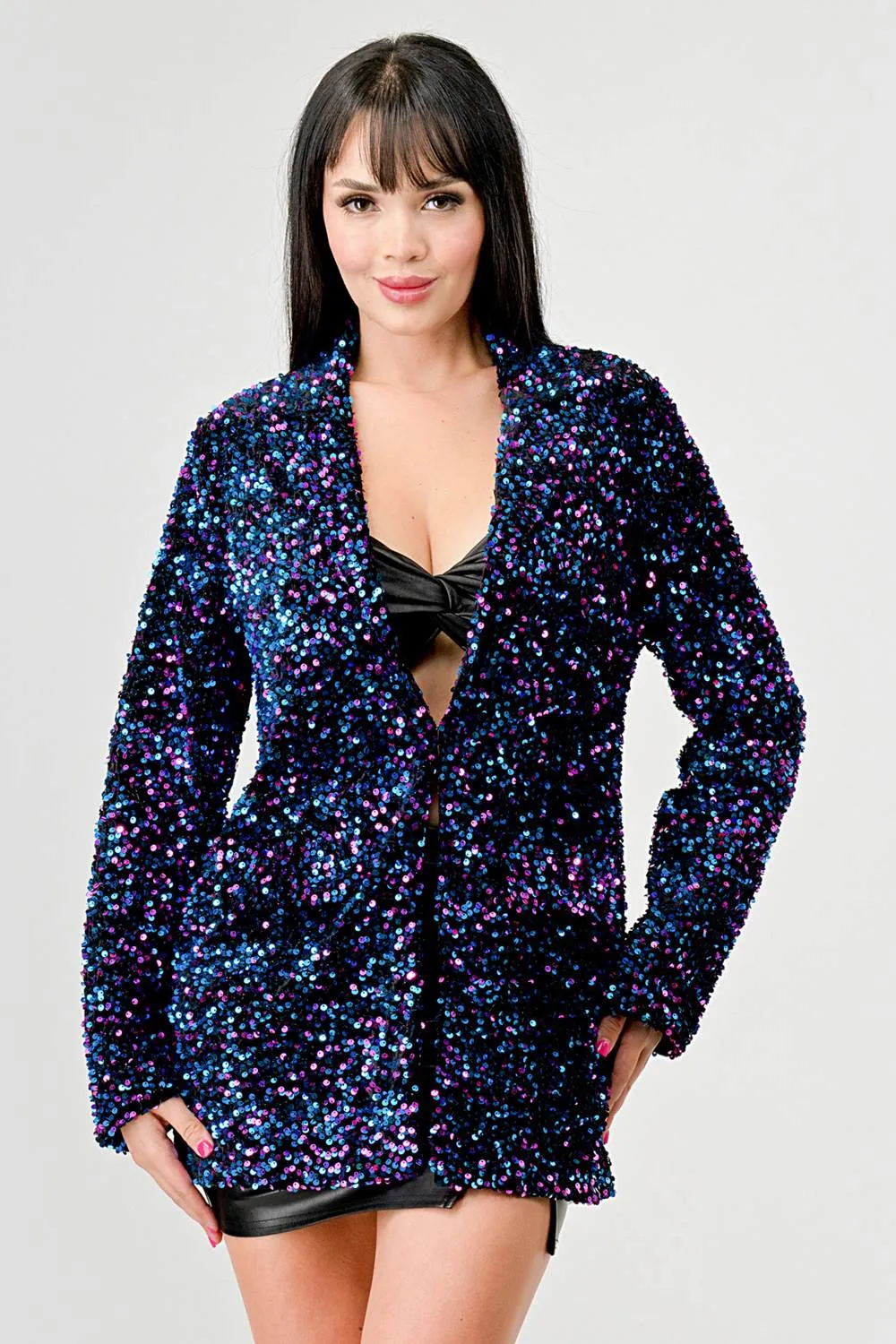 LUXE VELVET SEQUINS BLAZER JACKET