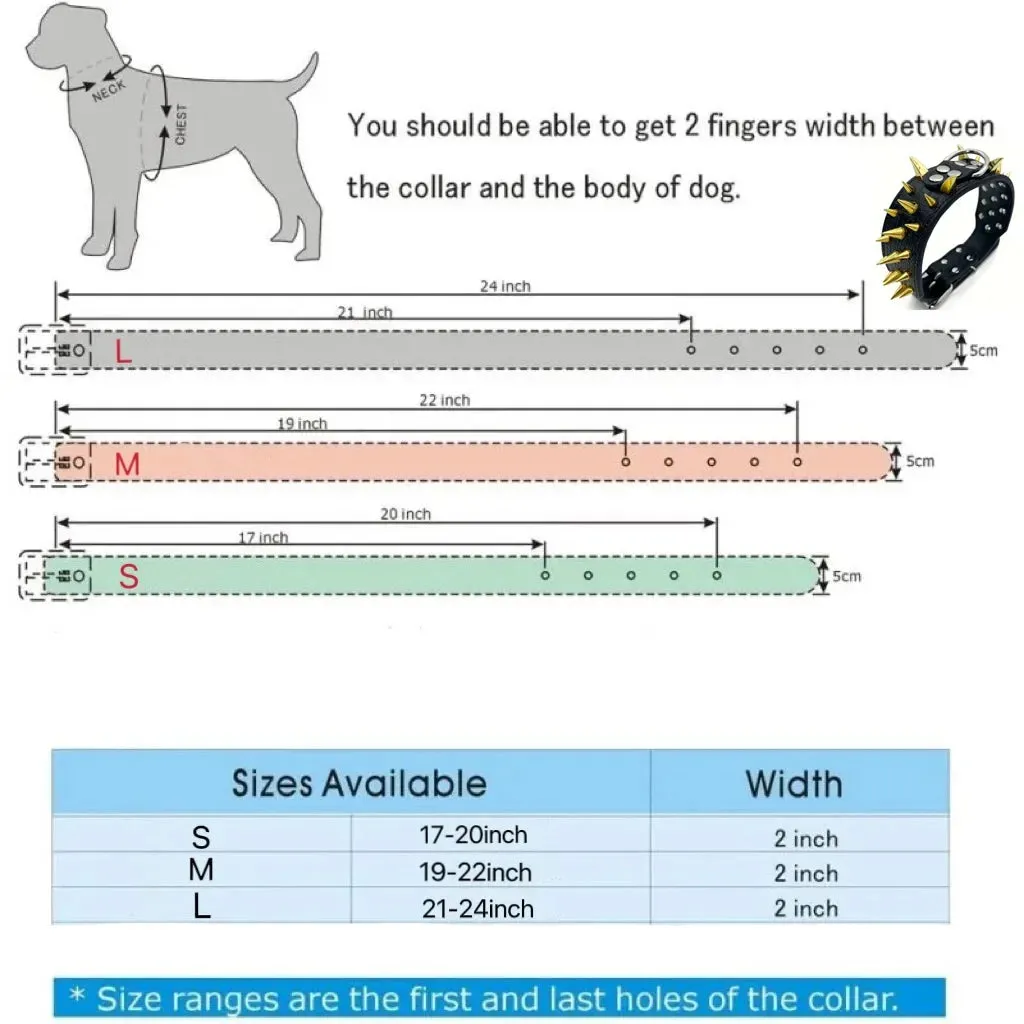 MACHO Pet - Black Spiked Dog Collar Leash Set