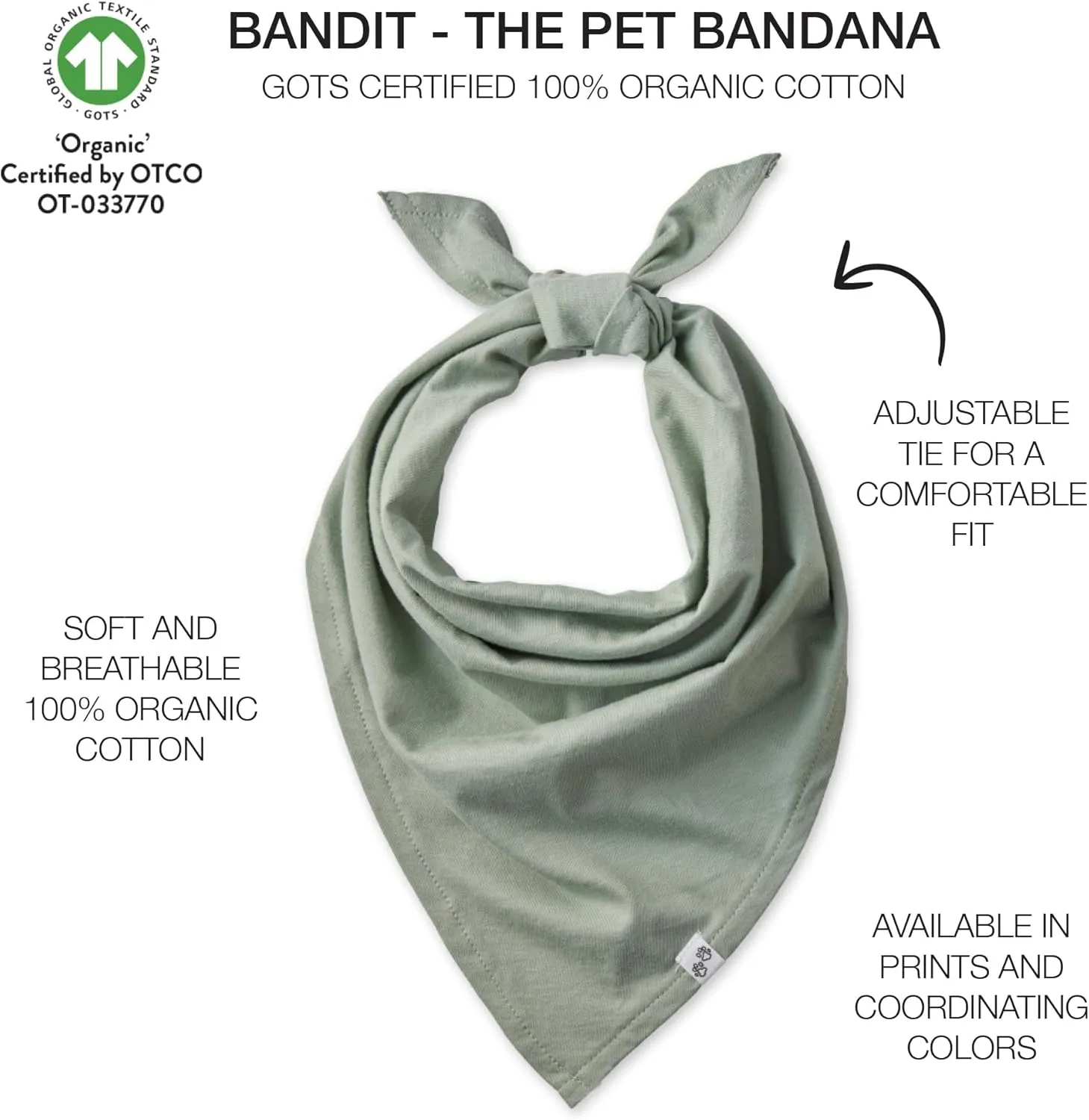Multipack 100% Organic Cotton Pet Bandanas for Small, Medium and Large Dogs, Camo-Sand, Medium/Large