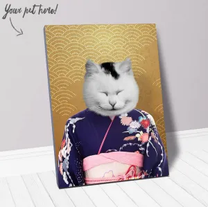 Murasaki No Sanbun - Japanese Geisha & Kimono Inspired Custom Pet Portrait Canvas