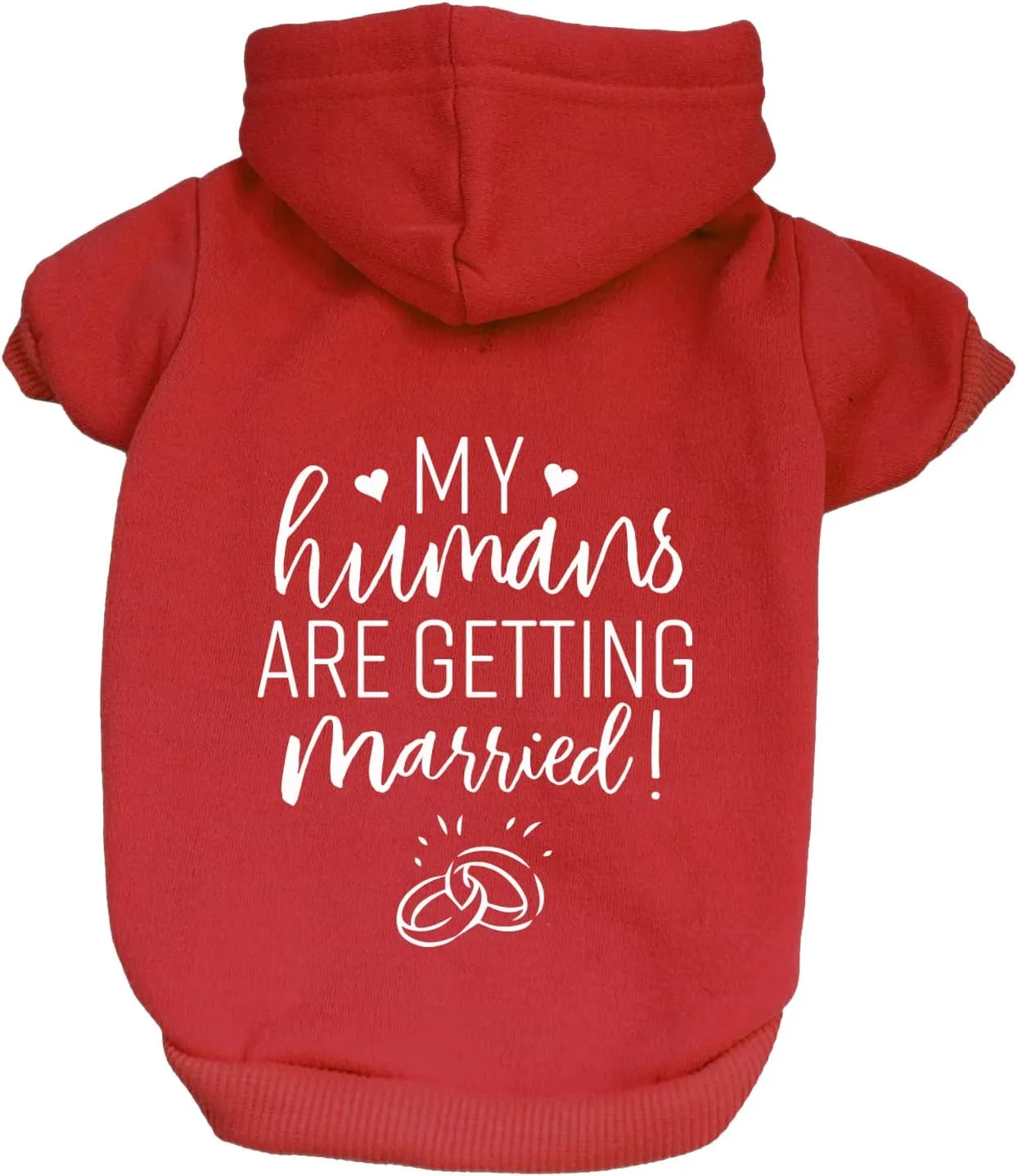 My Humans are Getting Married Annoucement Pullover Fleece Lined Dog Hoodie (Red, Small 224)