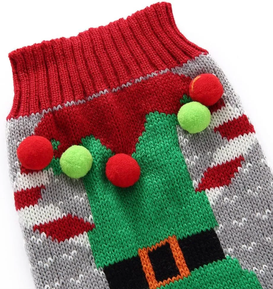 NACOCO Christmas Dog Sweater Ugly Elf Pet Jumper Clown Holiday and Party for Dog and Cat (Clown,S)