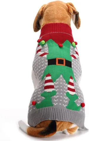 NACOCO Christmas Dog Sweater Ugly Elf Pet Jumper Clown Holiday and Party for Dog and Cat (Clown,S)
