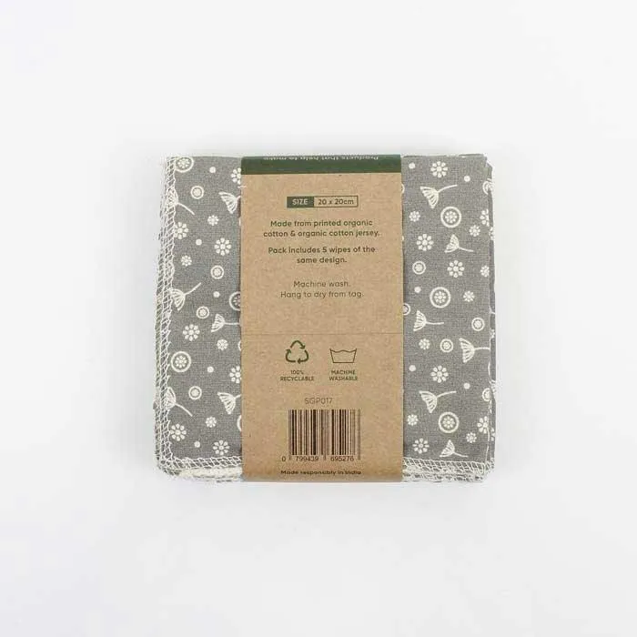 Organic Cotton Reusable Wipes 5pk - Meadow