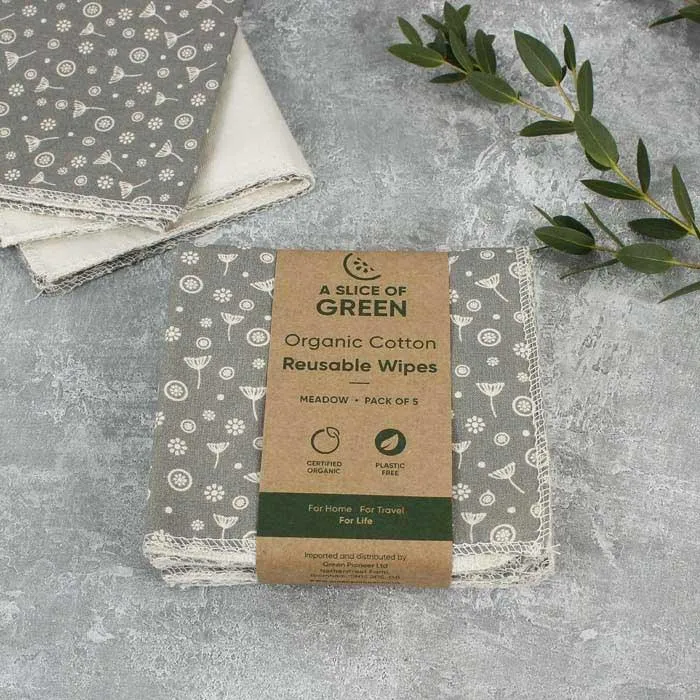 Organic Cotton Reusable Wipes 5pk - Meadow