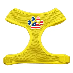 Paw Flag USA Screen Print Soft Mesh Harness Yellow Large