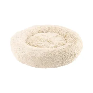 PawfectFriend Calming Donut Bed – Plush Fluffy Cushion for Dogs & Cats, XL 70cm (Cream)
